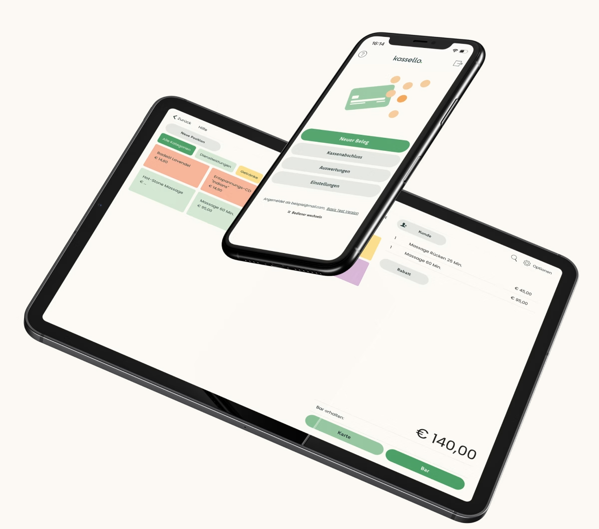 Registrierkasse für Tablet und Handy